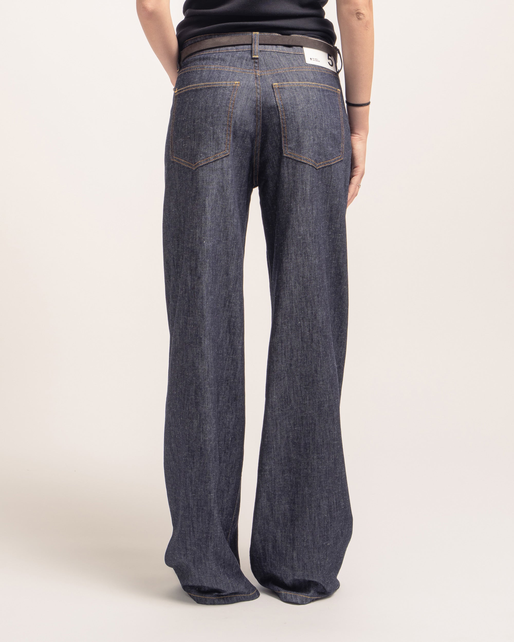 Pop wide-leg rigid denim jeans