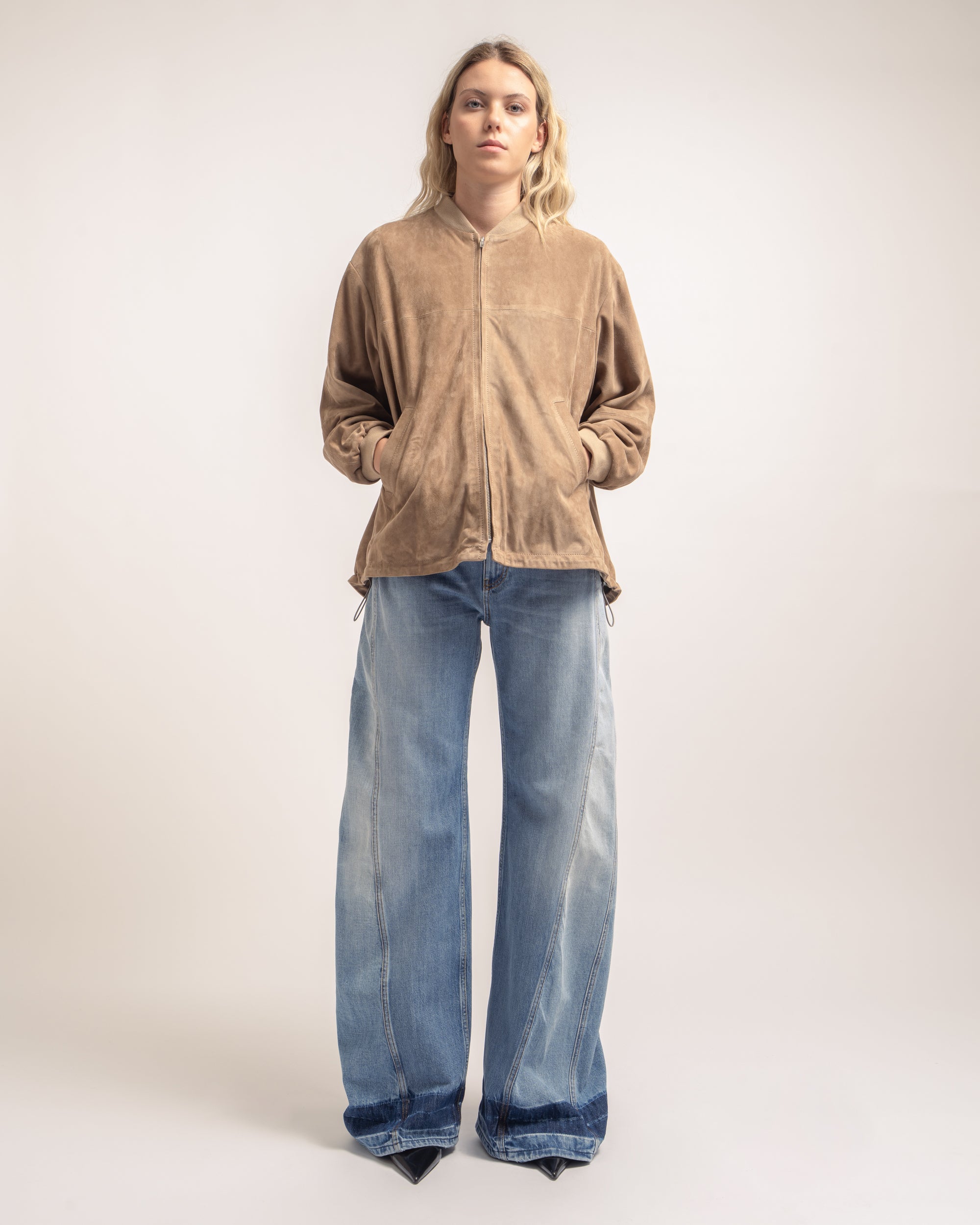 Machine bomber in suede